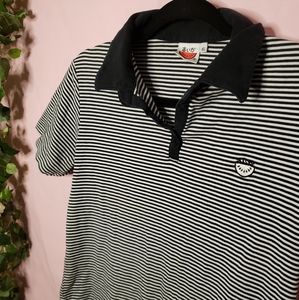 B&W Stripe Polo with Kanji